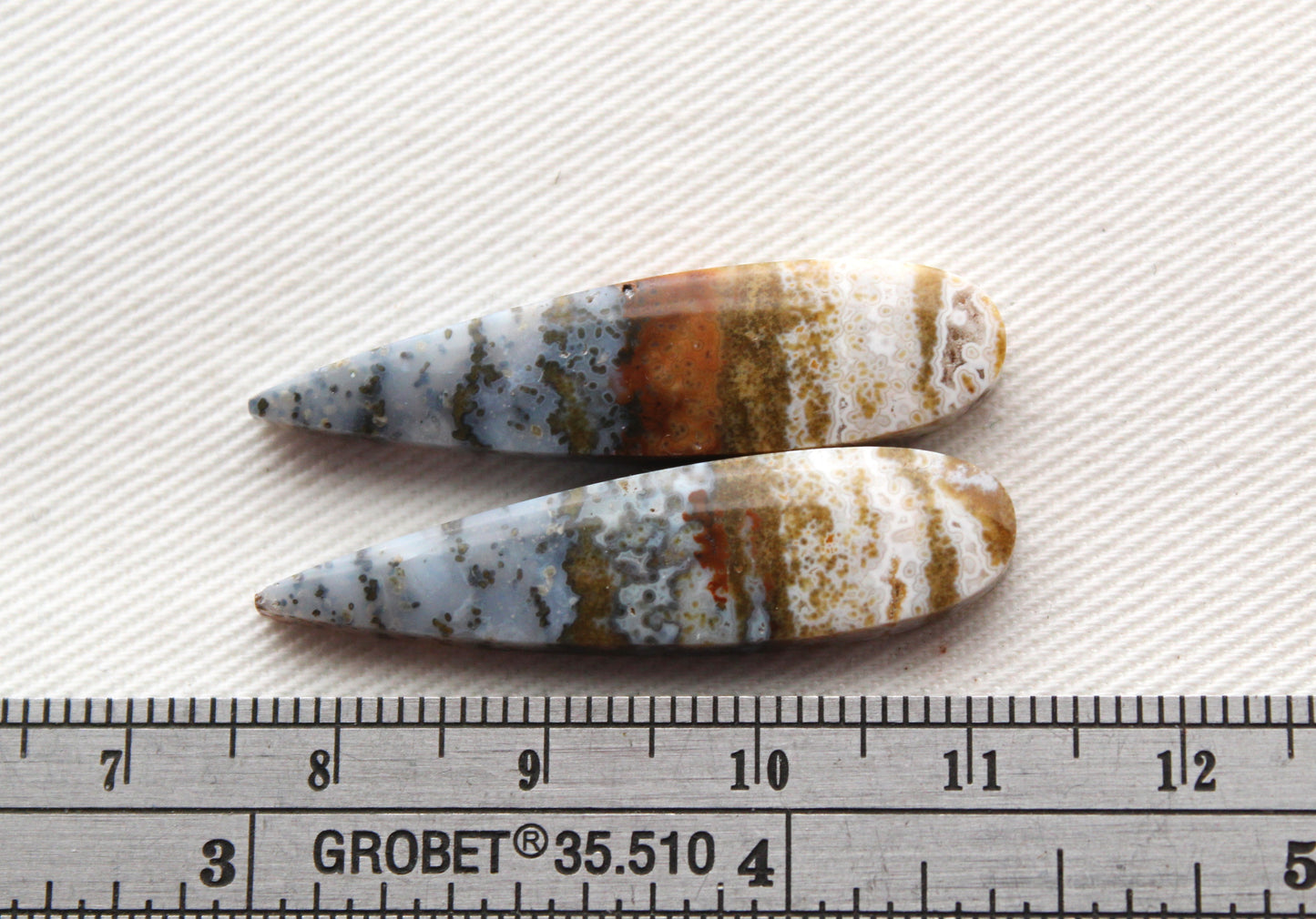 Blue River Jasper Cabochon Pair Gemstone teardrop