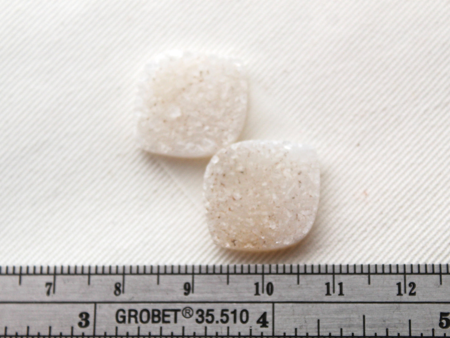 White Druzy Pair Cabochons freeform