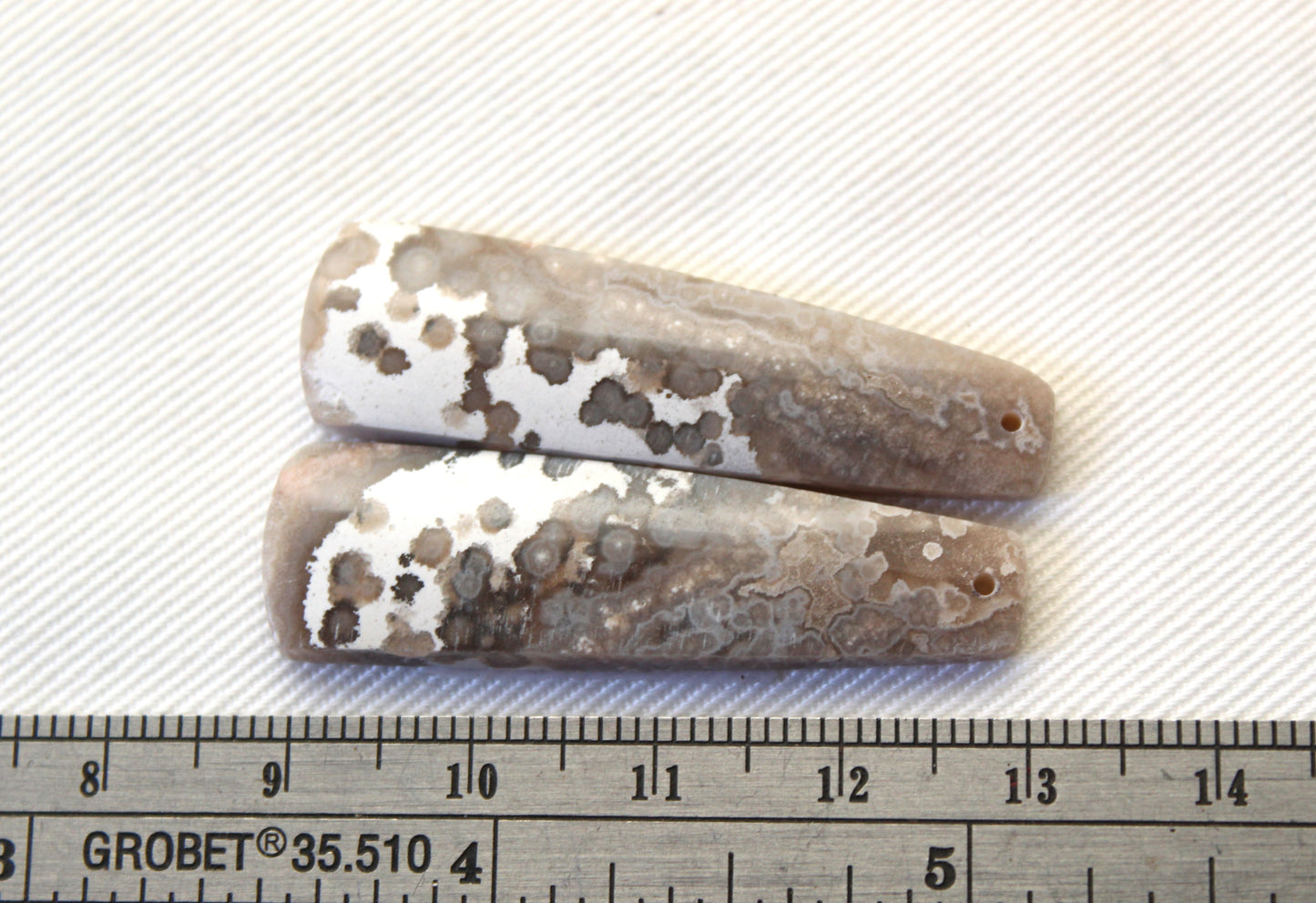 River Jasper Cabochon Pair Gemstone beige DRILLED