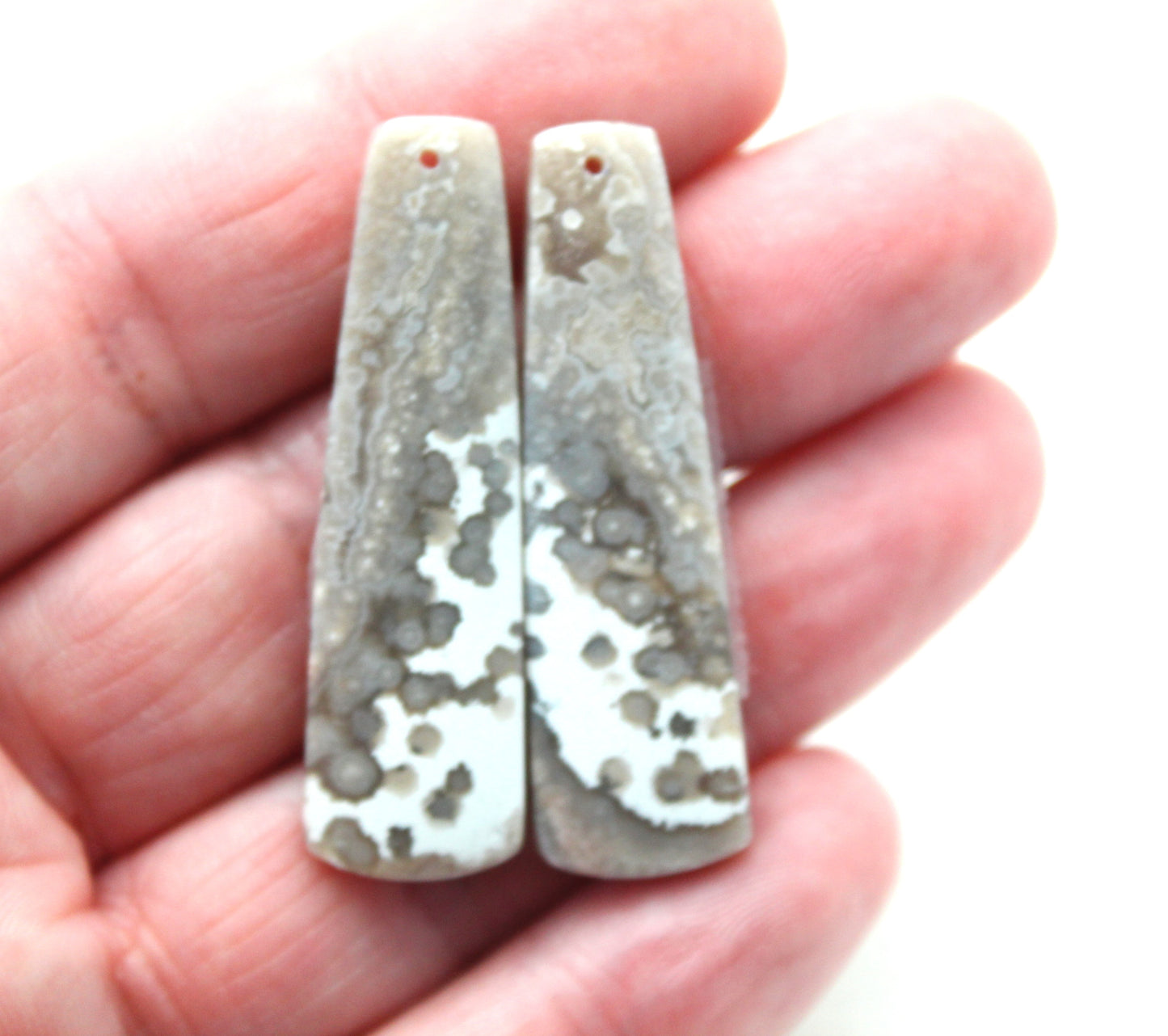 River Jasper Cabochon Pair Gemstone beige DRILLED