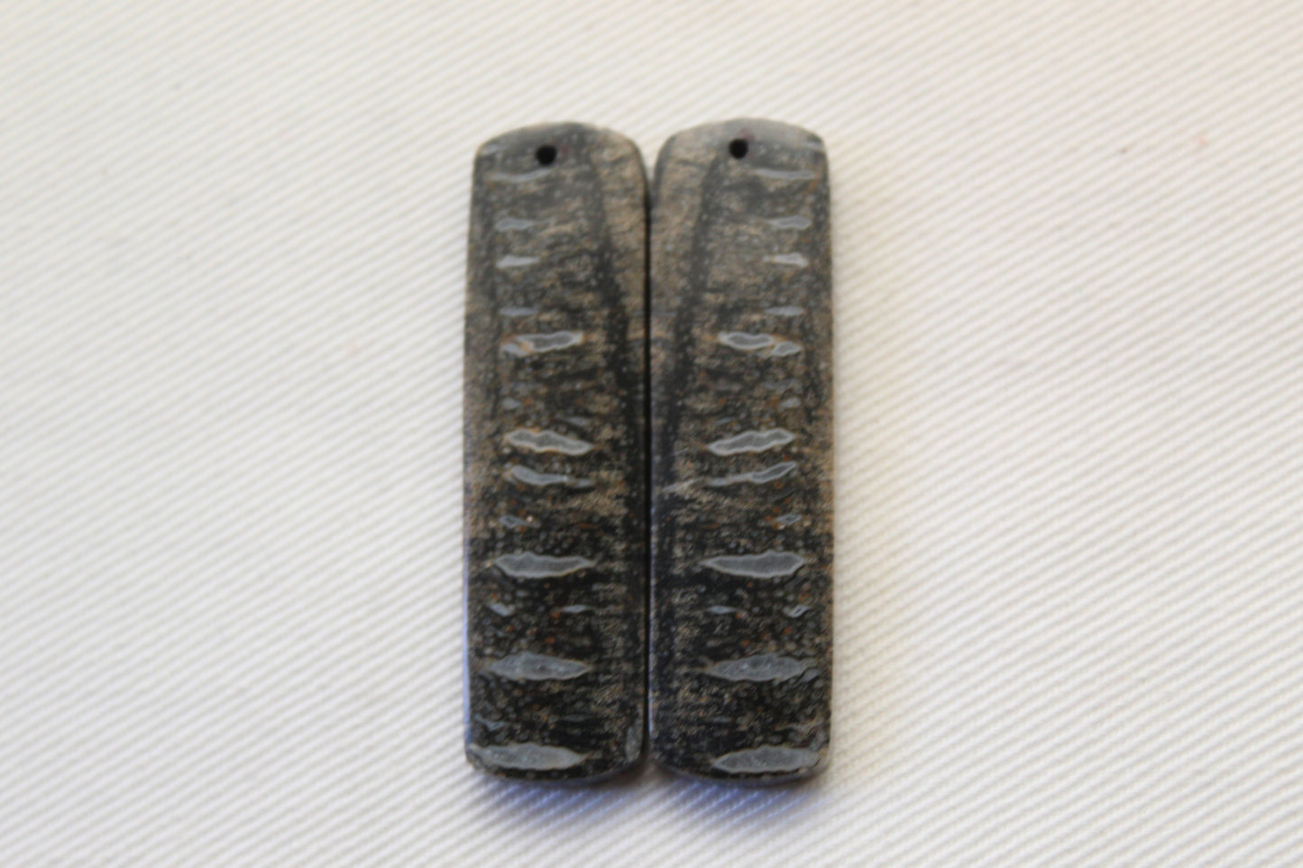 Palm Root Bone Cabochon Pair natural gemstones rectangle DRILLED