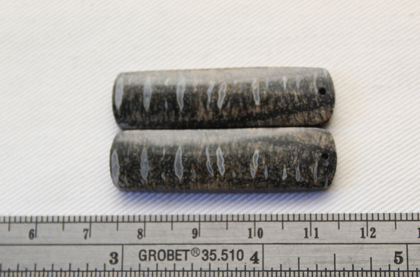 Palm Root Bone Cabochon Pair natural gemstones rectangle DRILLED