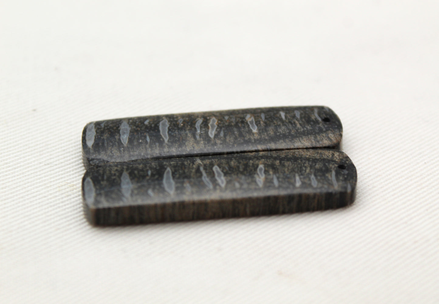Palm Root Bone Cabochon Pair natural gemstones rectangle DRILLED