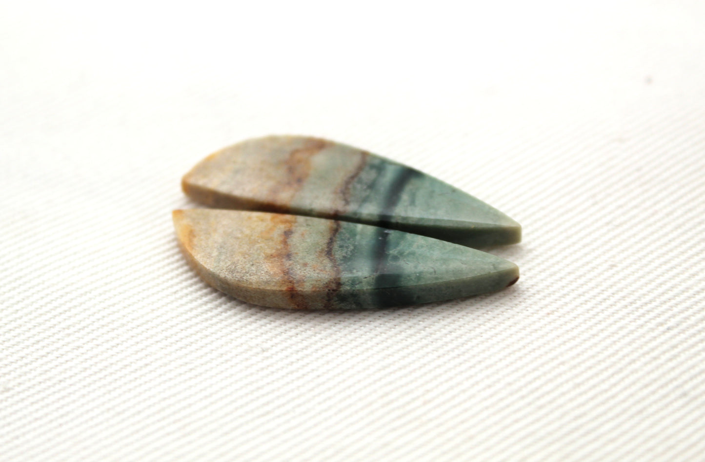 Nice Matching pair of Green Picture Jasper Cabochons