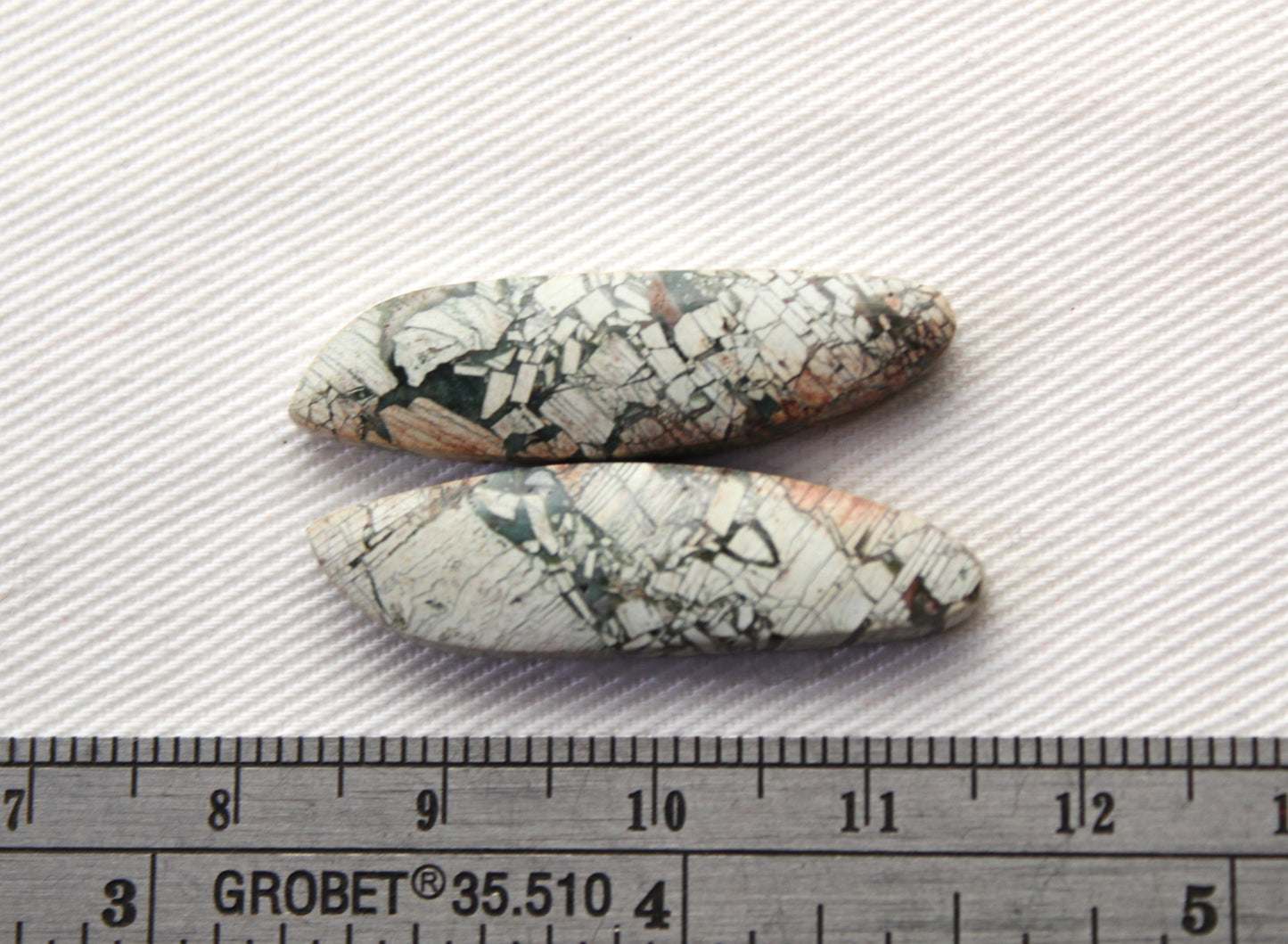 Brecciated Jasper cabochons Gemstone green pair freeform