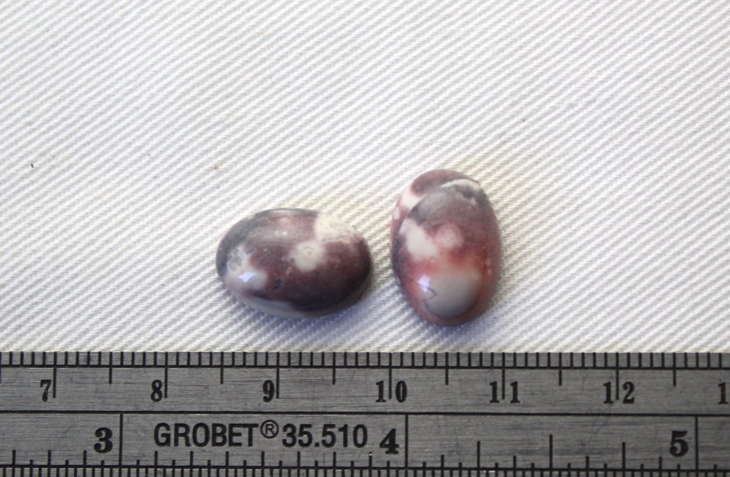 TWO Porcelain Jasper Cabochon Gemstone pink Oval 14x10MM