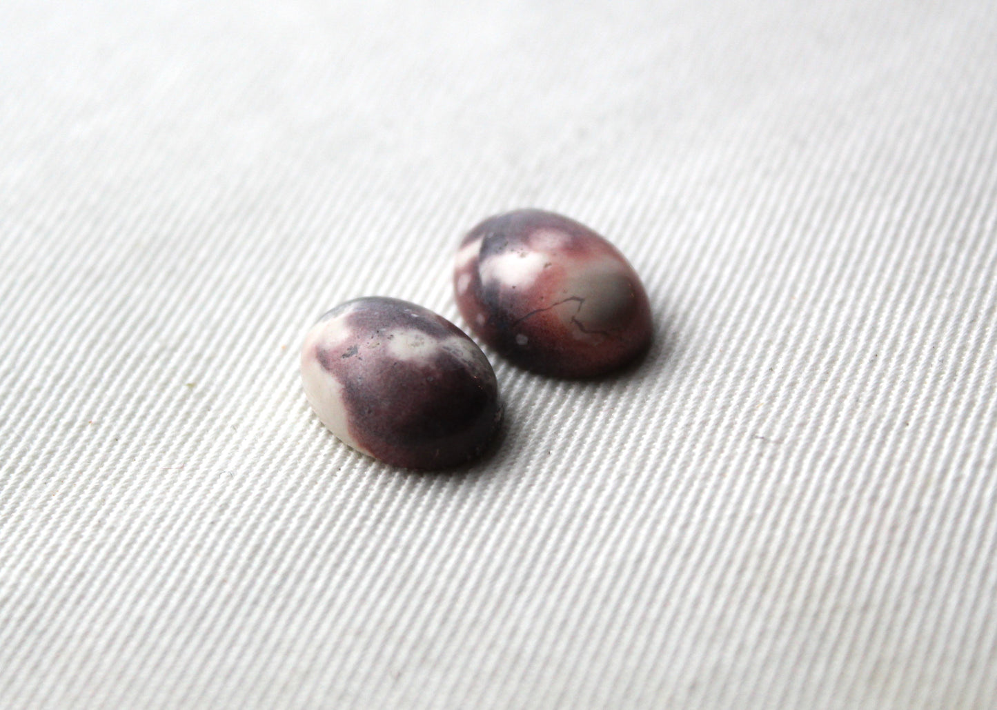 TWO Porcelain Jasper Cabochon Gemstone pink Oval 14x10MM