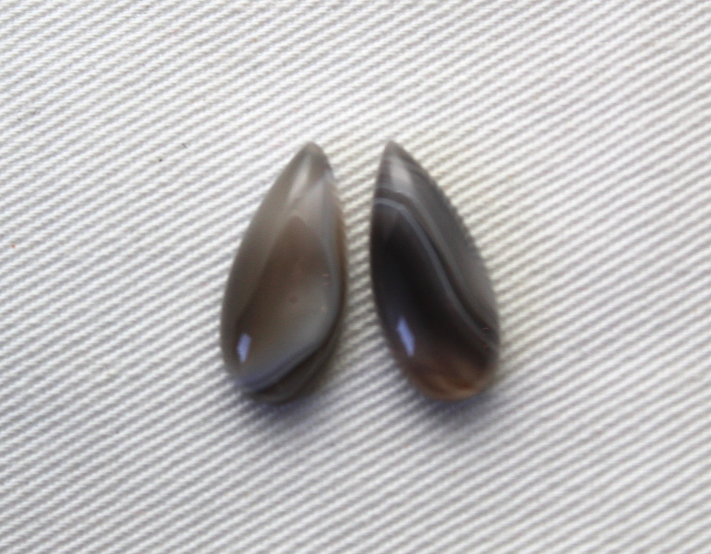 TWO Botswana Agate cabochons Gemstone smooth Pear 8X18MM