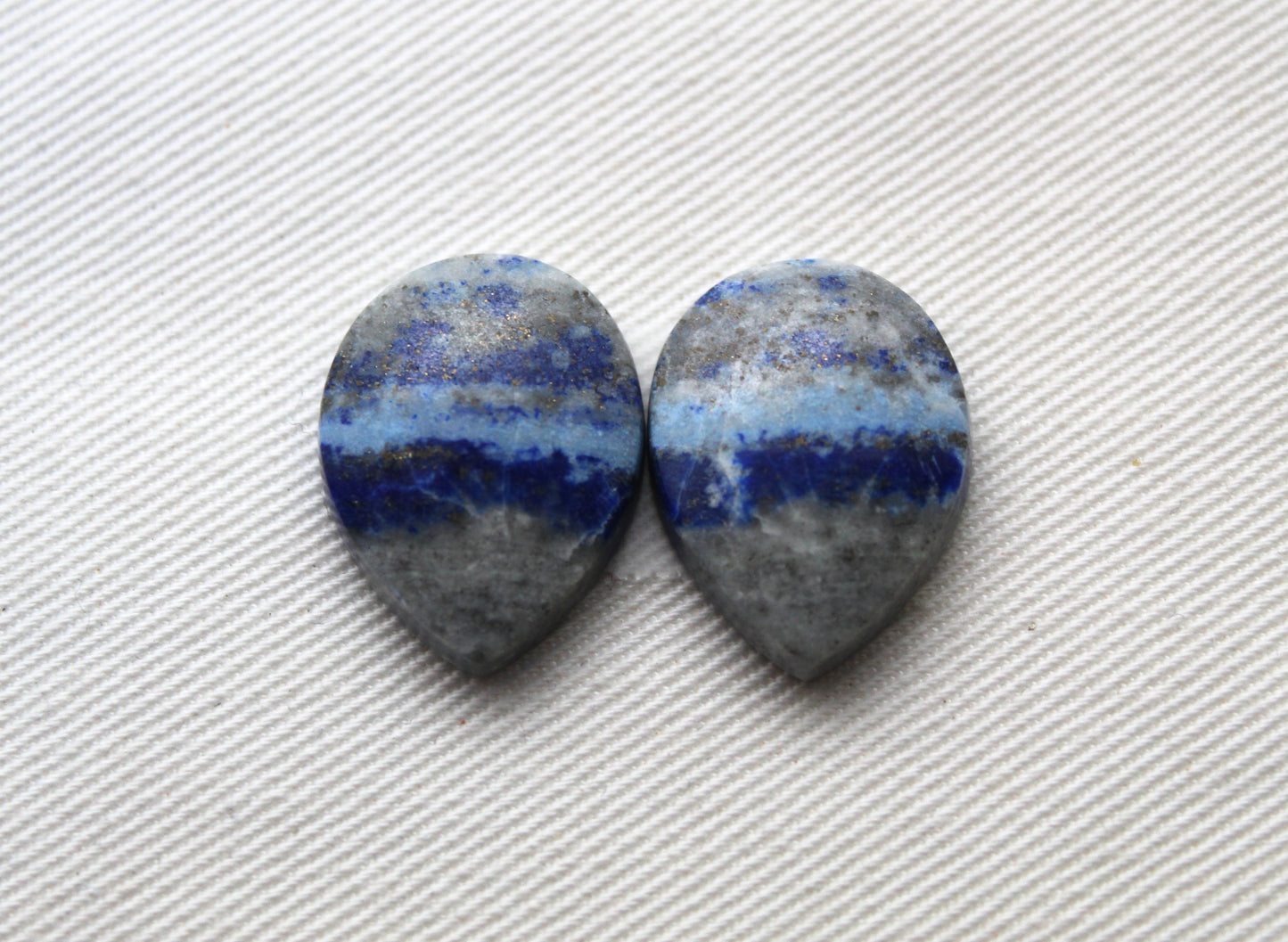 Lapis lazuli Pair Cabochon Blue Gemstones pear