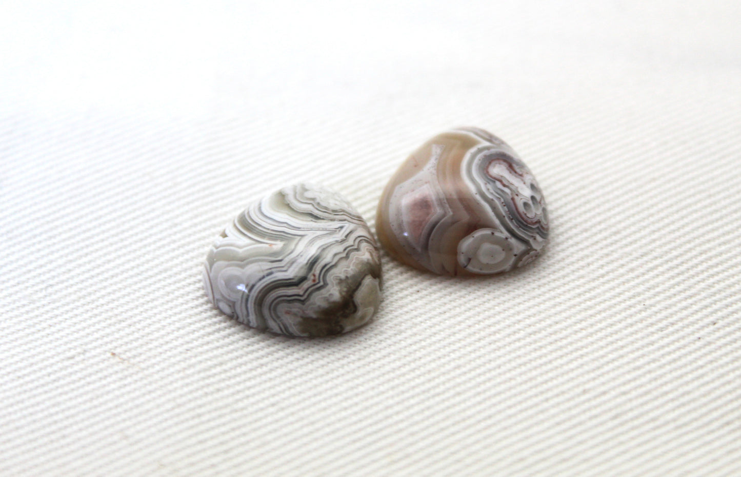 TWO Crazy Lace Agate Cabochons Gemstones trillion 15MM