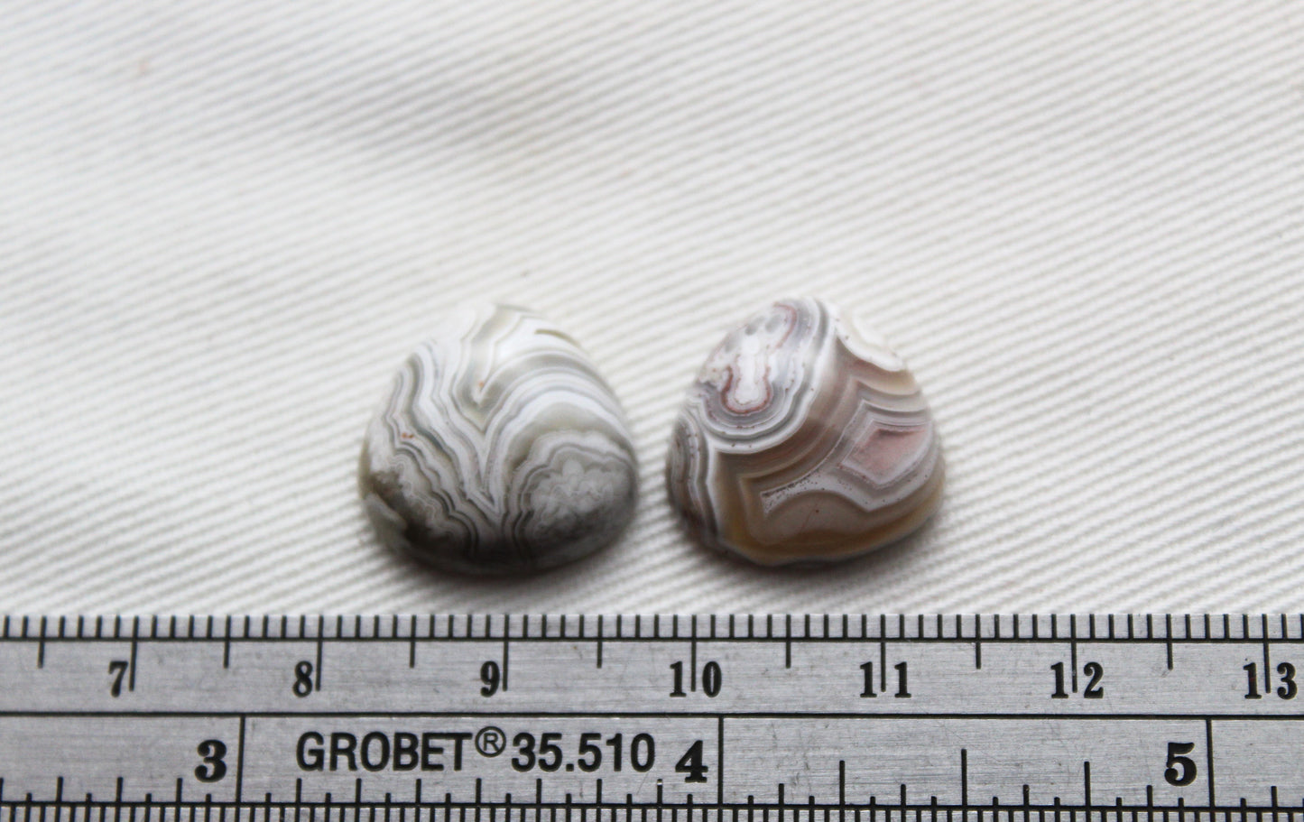 TWO Crazy Lace Agate Cabochons Gemstones trillion 15MM