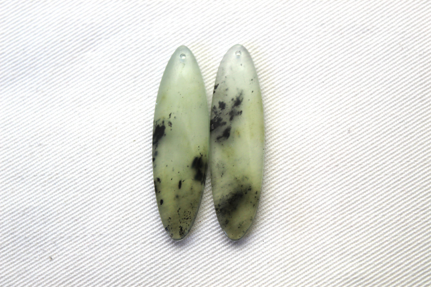 Vesuvianite Cabochon Pair Gemstone light green Oval DRILLED