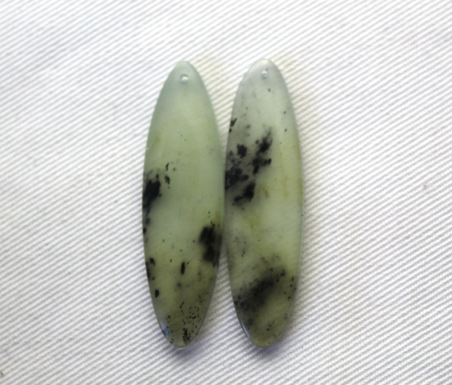 Vesuvianite Cabochon Pair Gemstone light green Oval DRILLED