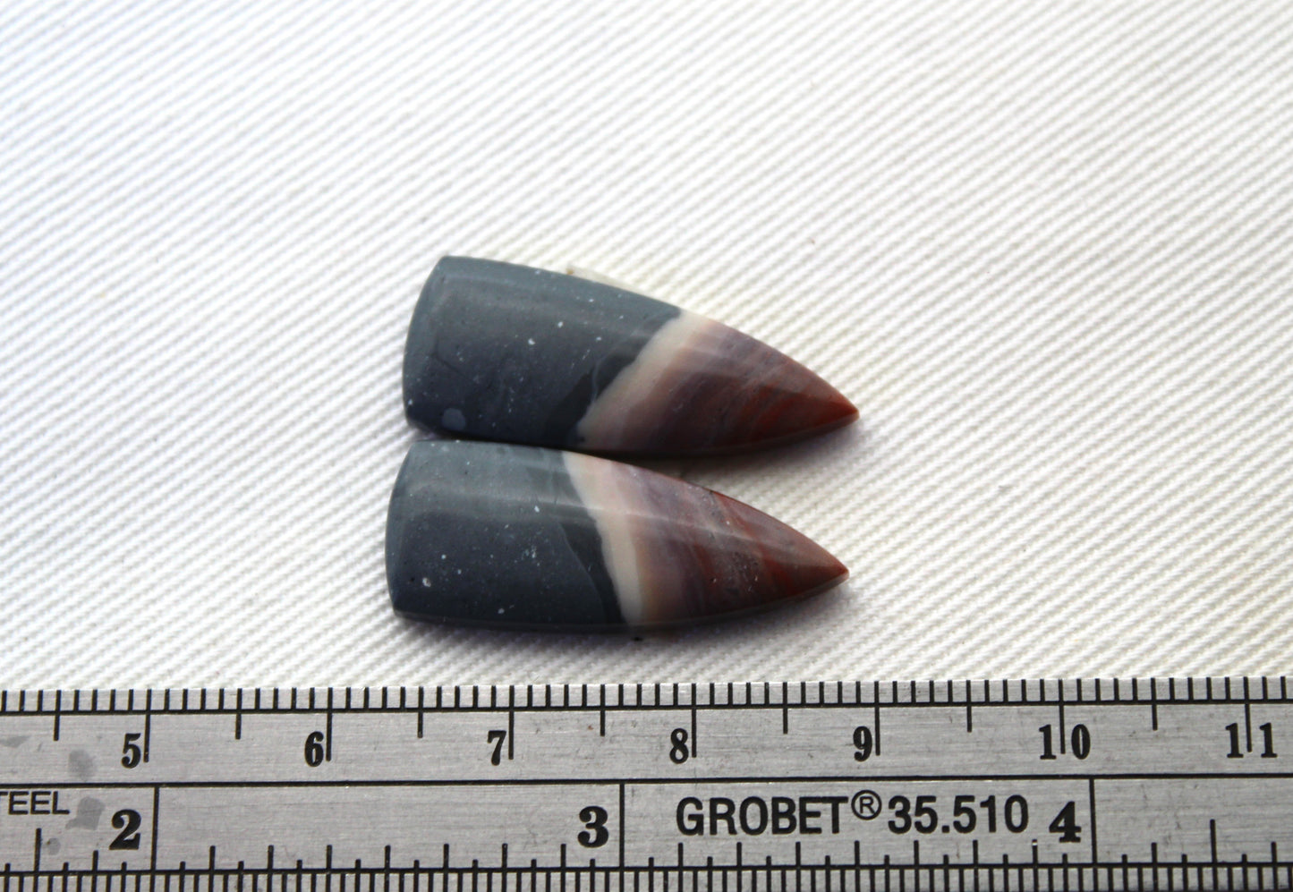 Small pair of Indonesian Polychrome Jasper Cabochons