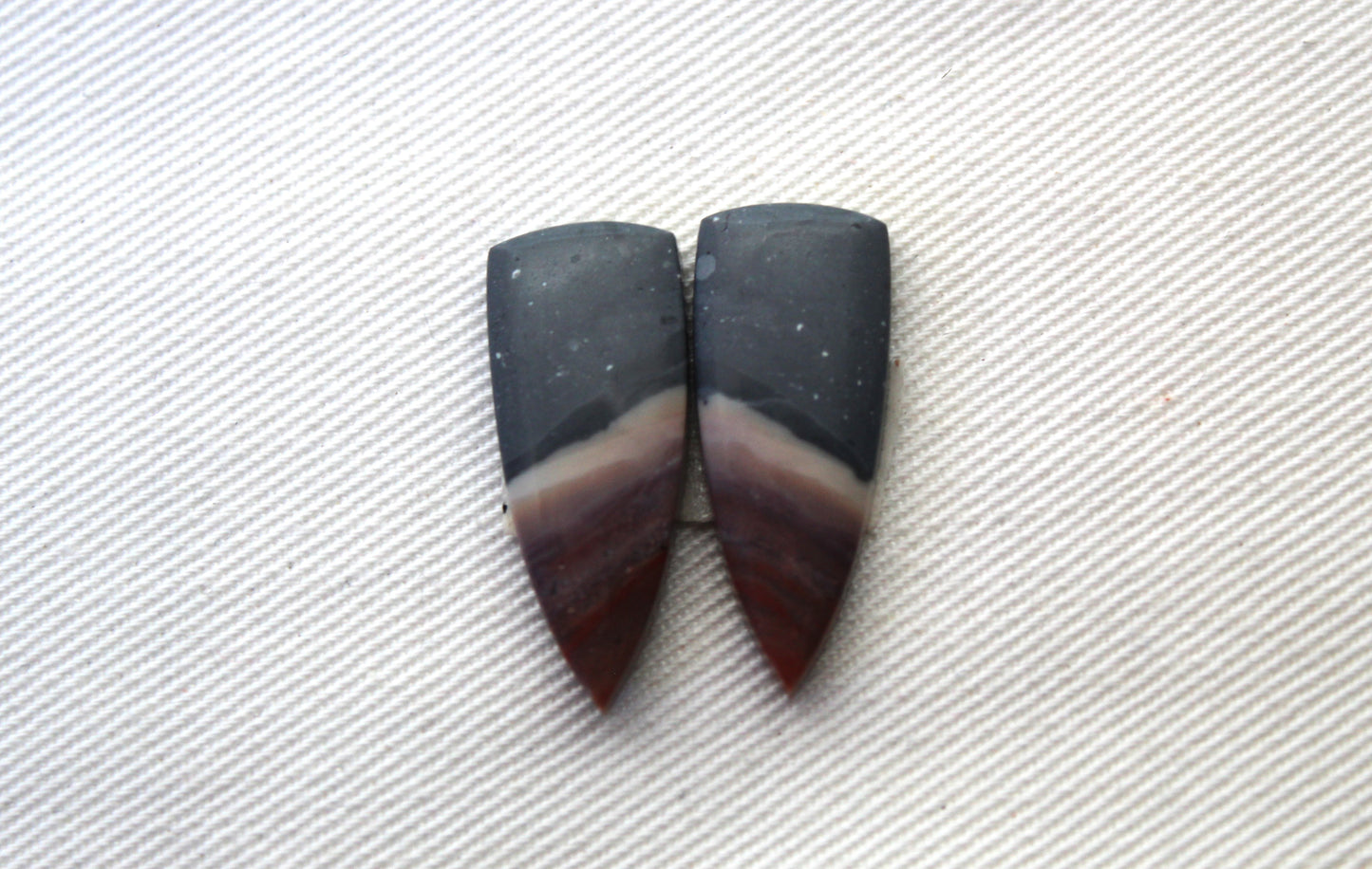 Small pair of Indonesian Polychrome Jasper Cabochons