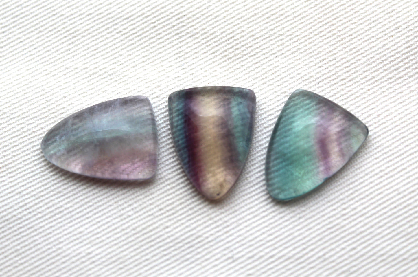 Lot of THREE shield Fluorite Cabochons 15X20 MM