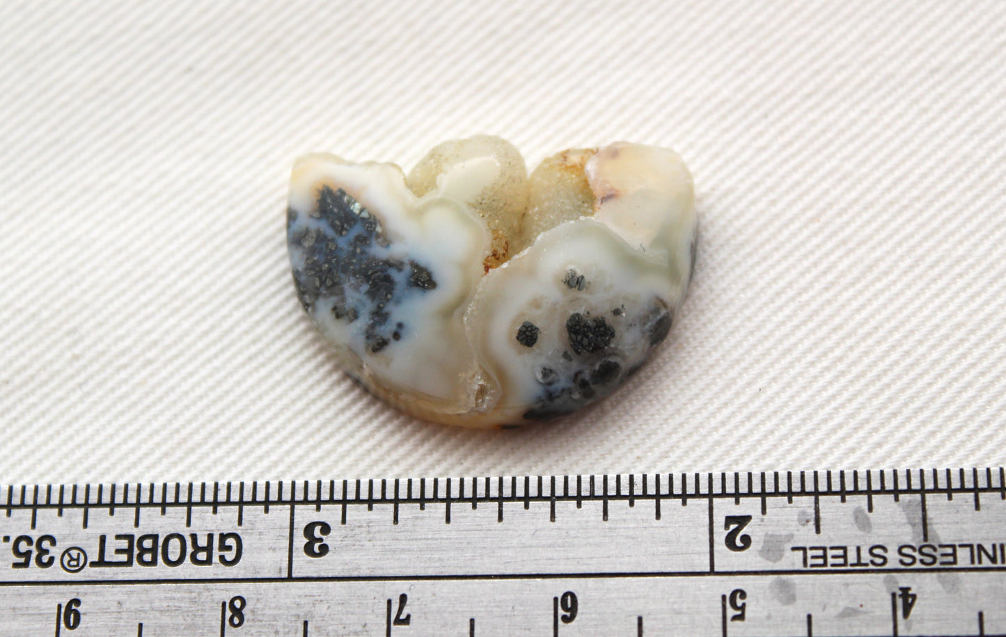 Small Marcasite in Agate Cabochon Gemstone white with Druzy