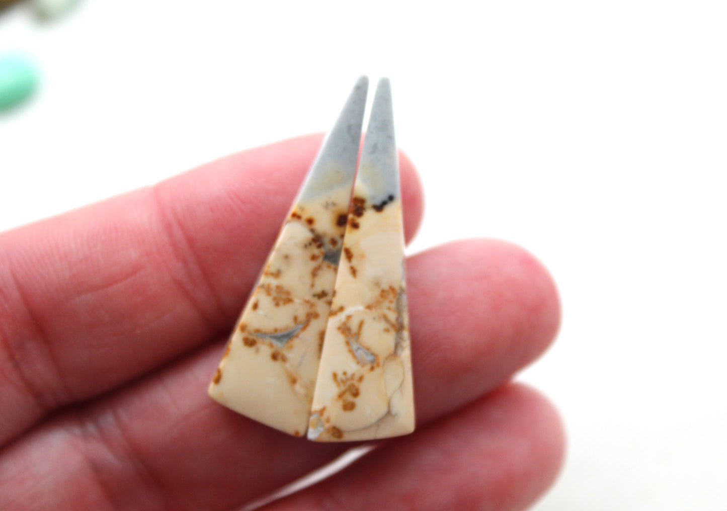 Maligano Jasper cabochons pair Gemstone triangle