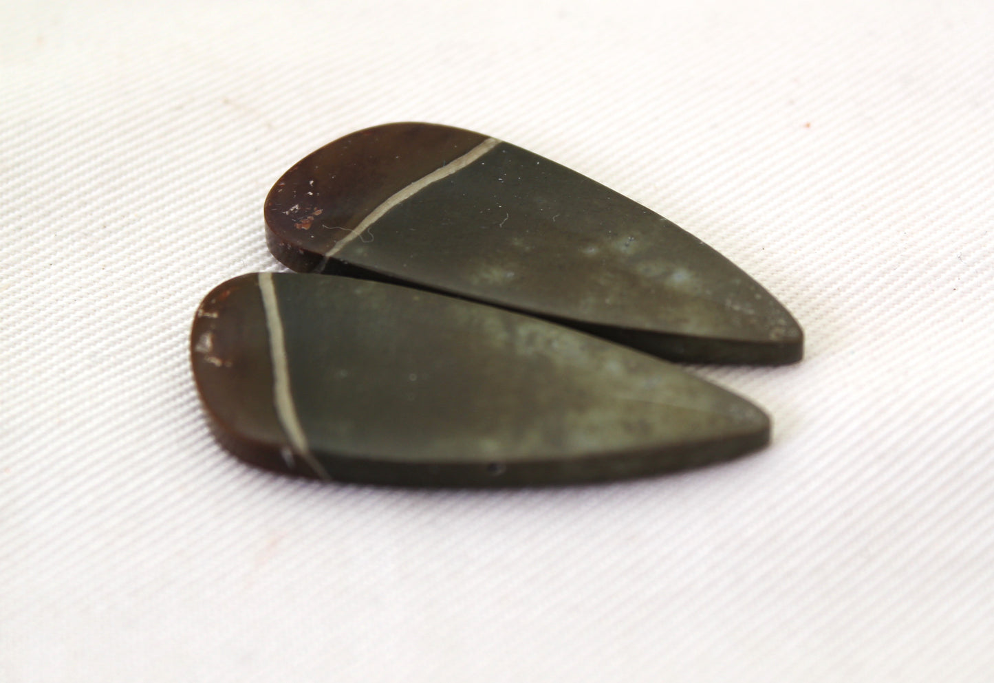 Matching pair of polychrome Jasper Cabochons