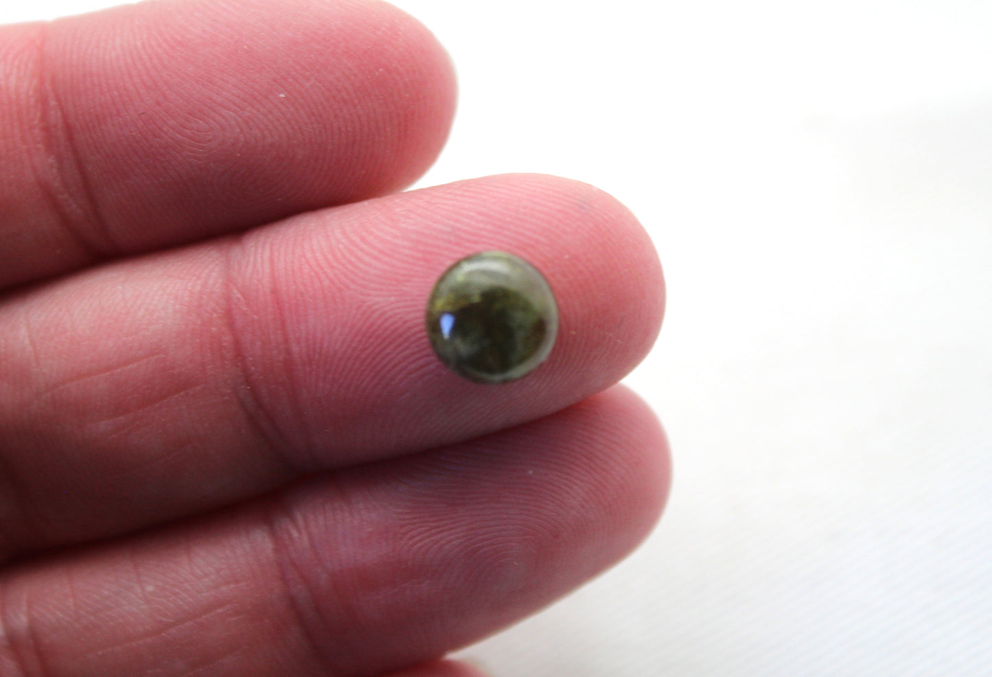 TWO Green Garnet Cabochons round 8MM