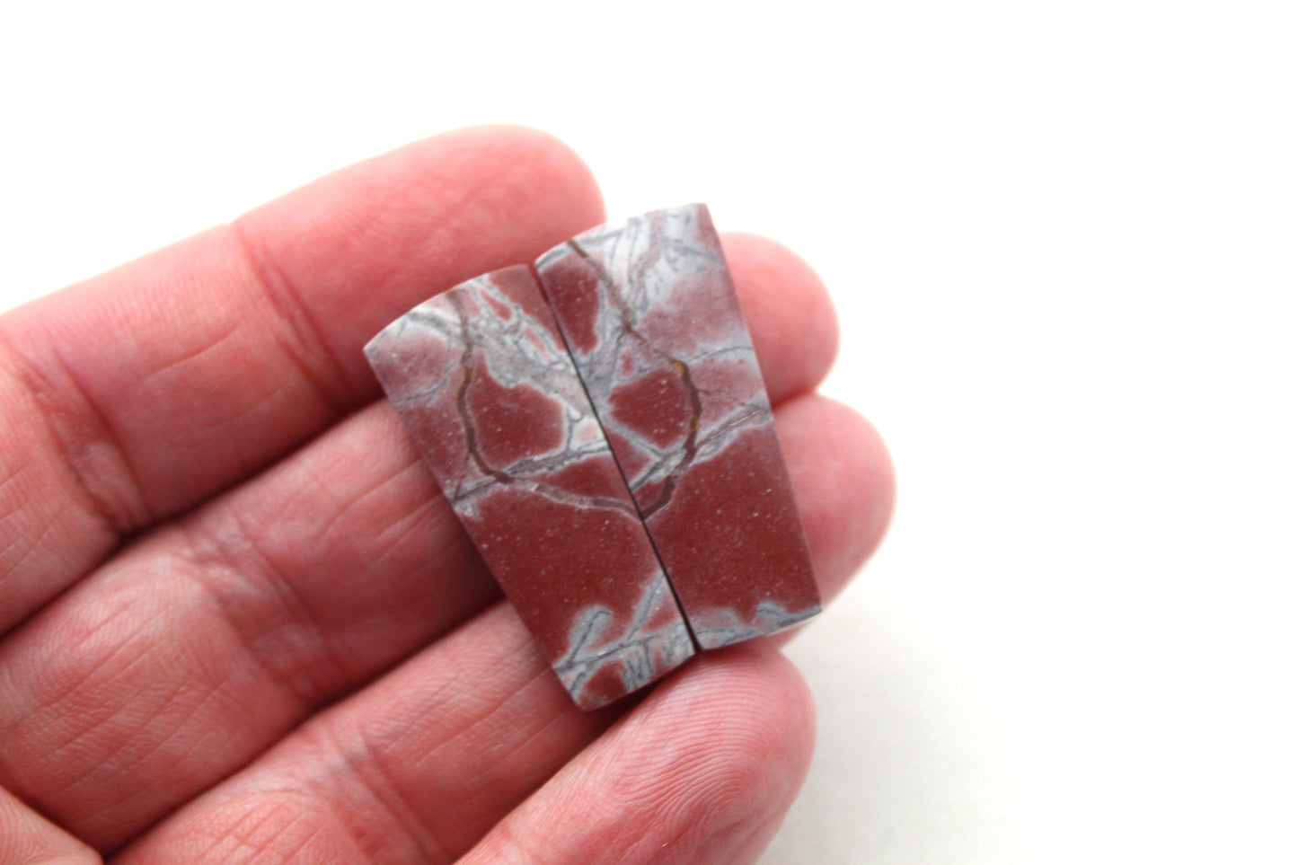 Rhyolite Cabochons Pair gemstone pink
