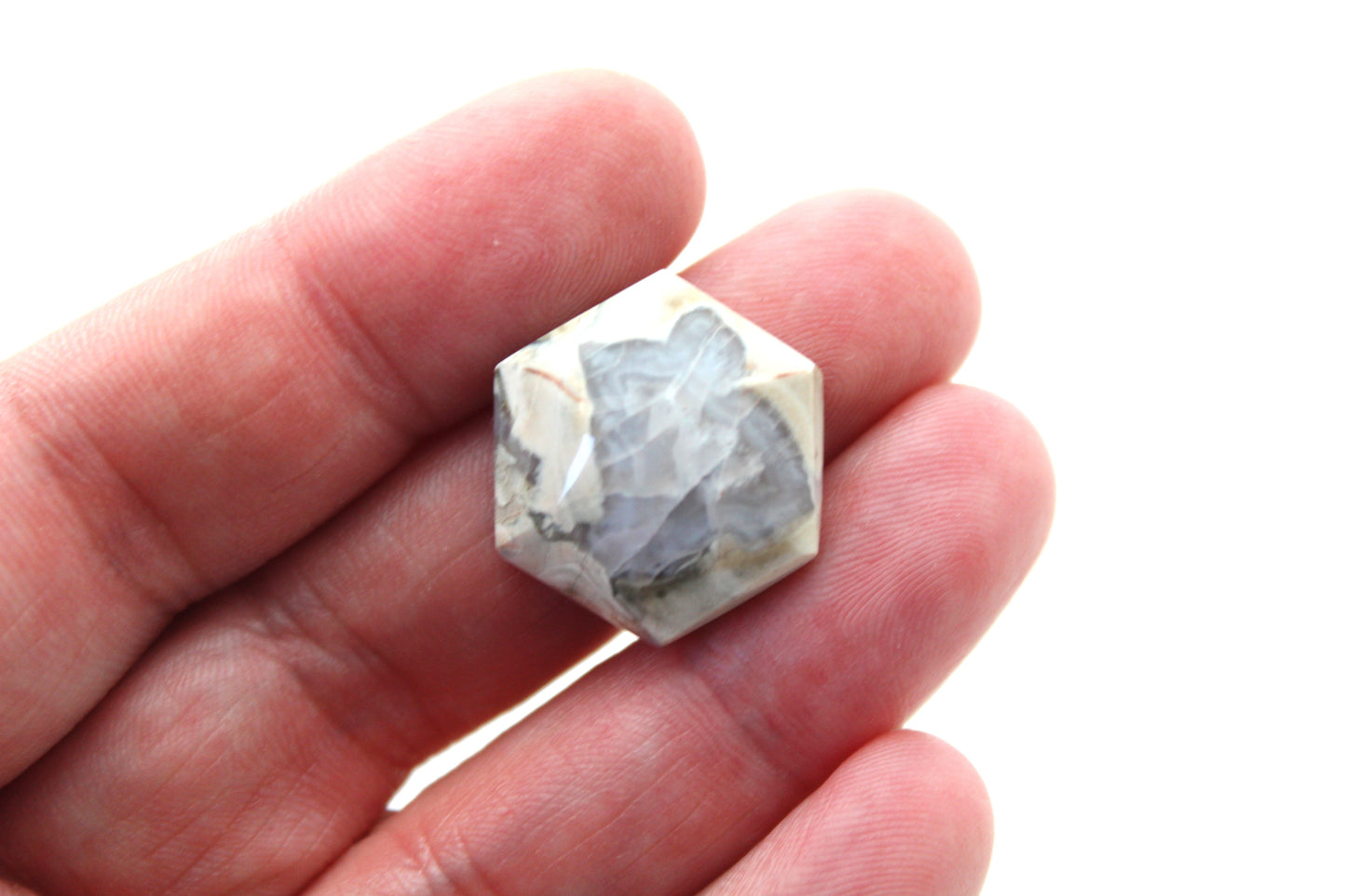 Natural Agate Cabochon Gemstone beige brown hexagon