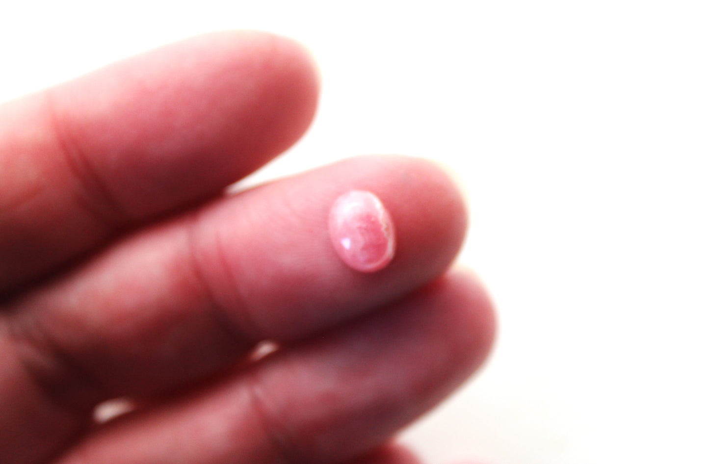 FOUR mini Rhodocrosite cabochons Gemstones pink white Oval 6X8MM