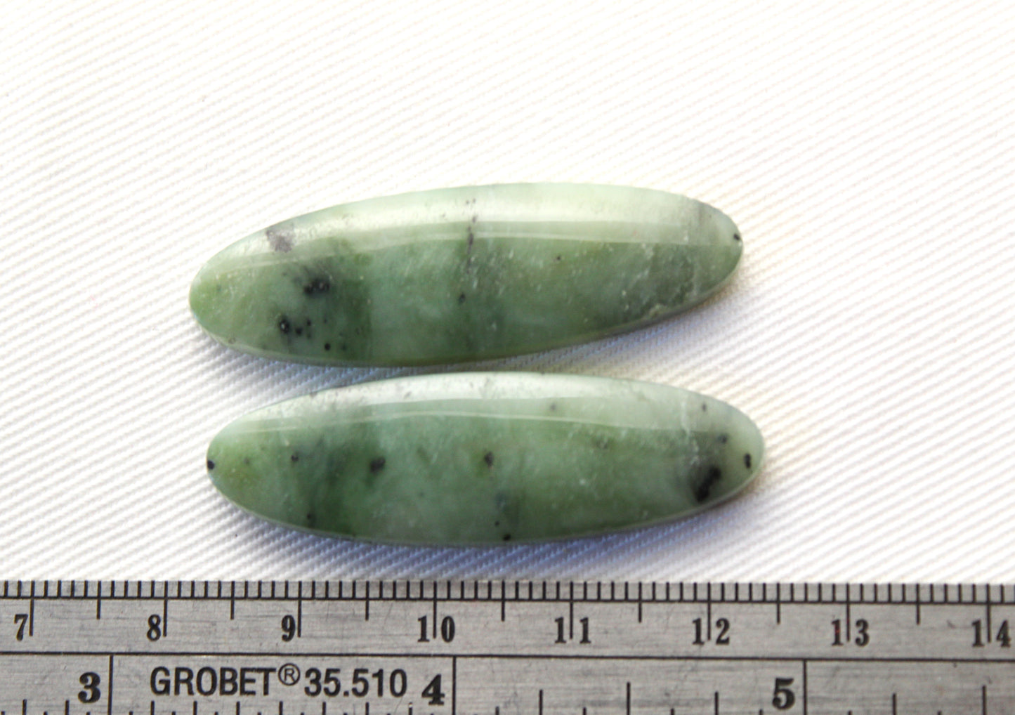 Long Nephrite Jade Cabochons Pair Gemstone moss green Oval (Copie)