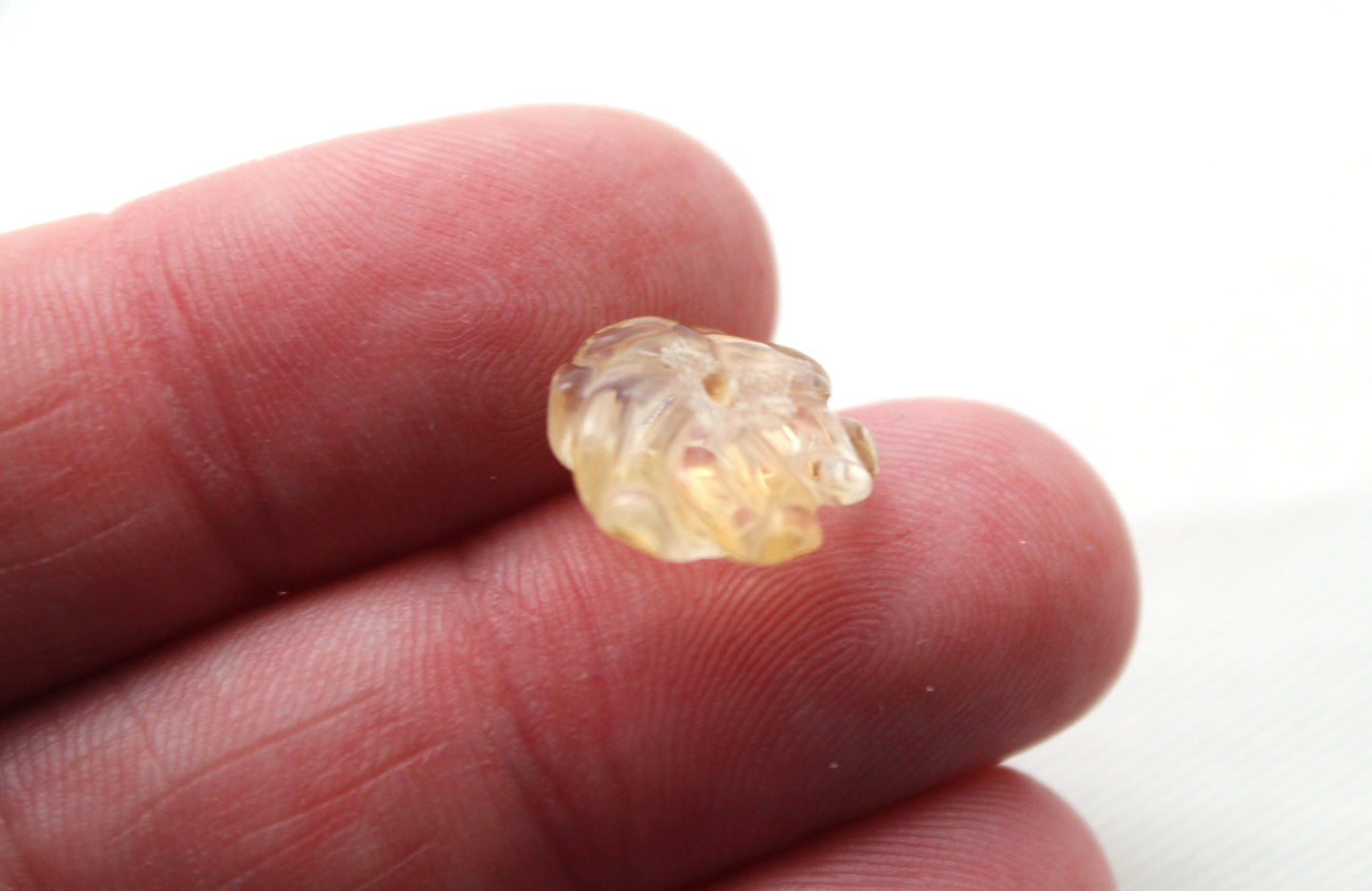 TWO Citrines Gemstones FLOWER 11MM Yellow