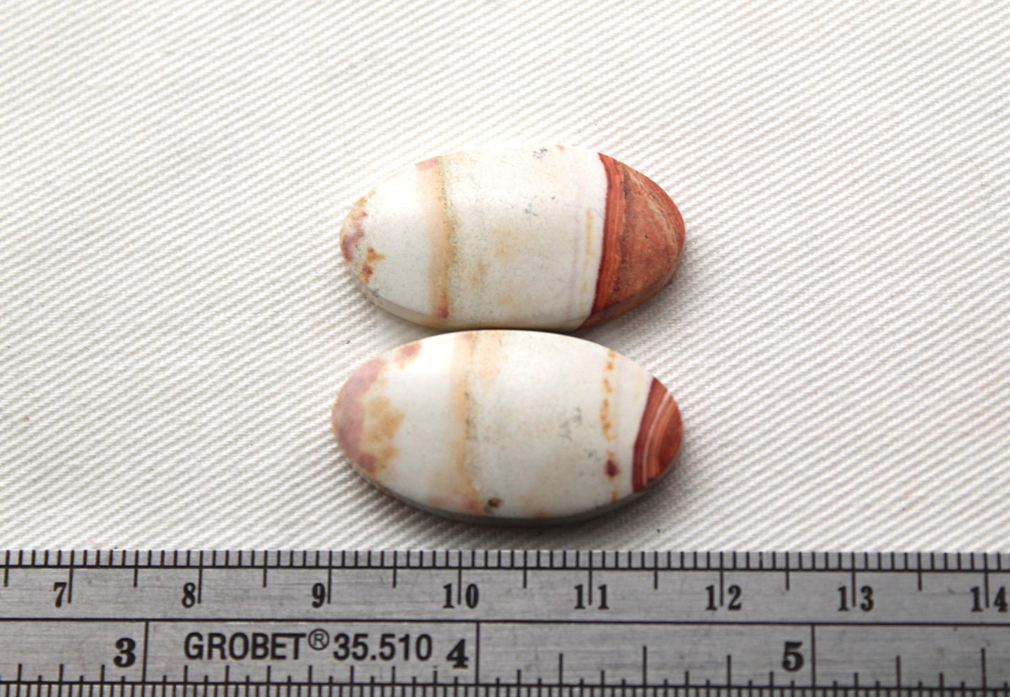 TWO Retro Jasper Cabochon orange Oval
