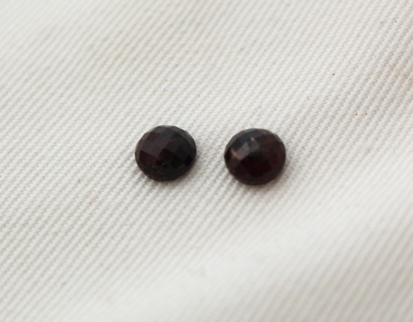 TWO round Red Garnet rose cut round faceted cabochons 6MM