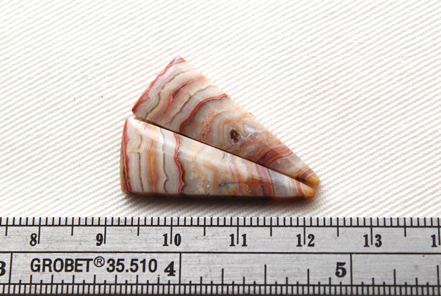 Small Banded Agates Cabochons Gemstone Pair triangle pink