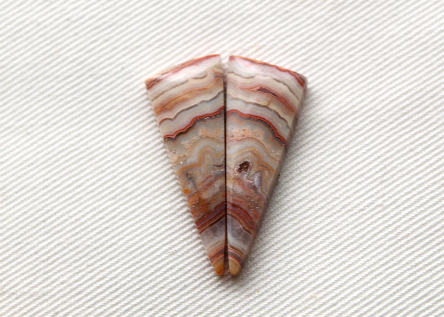 Small Banded Agates Cabochons Gemstone Pair triangle pink