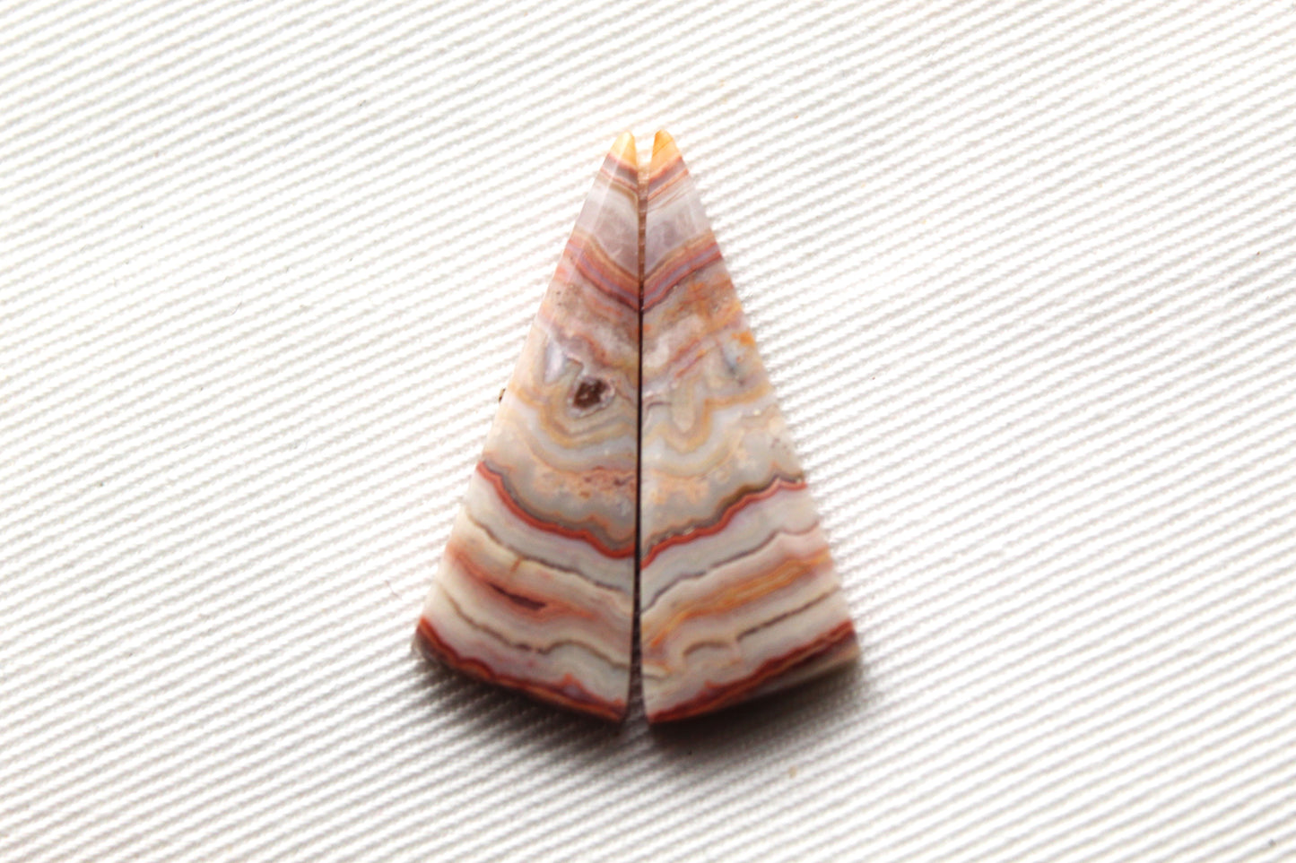 Small Banded Agates Cabochons Gemstone Pair triangle pink