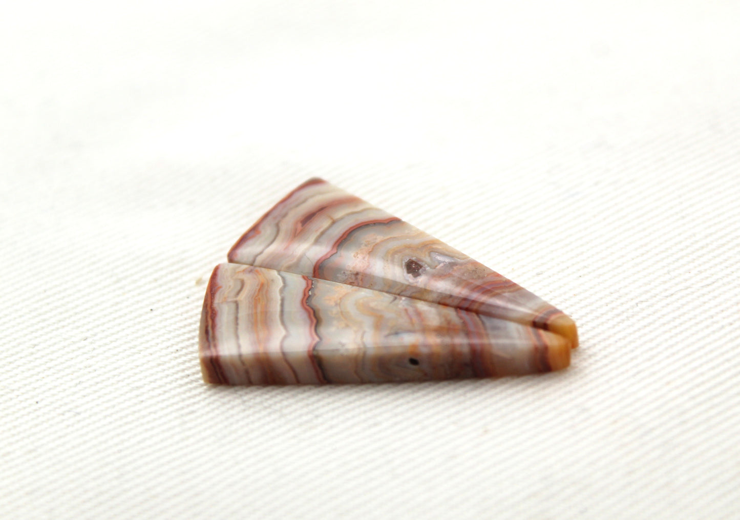 Small Banded Agates Cabochons Gemstone Pair triangle pink