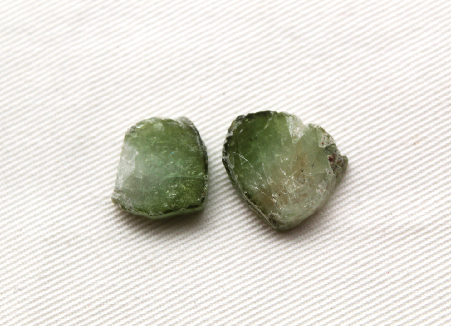 TWO Green Tourmalines slices LOW GRADE