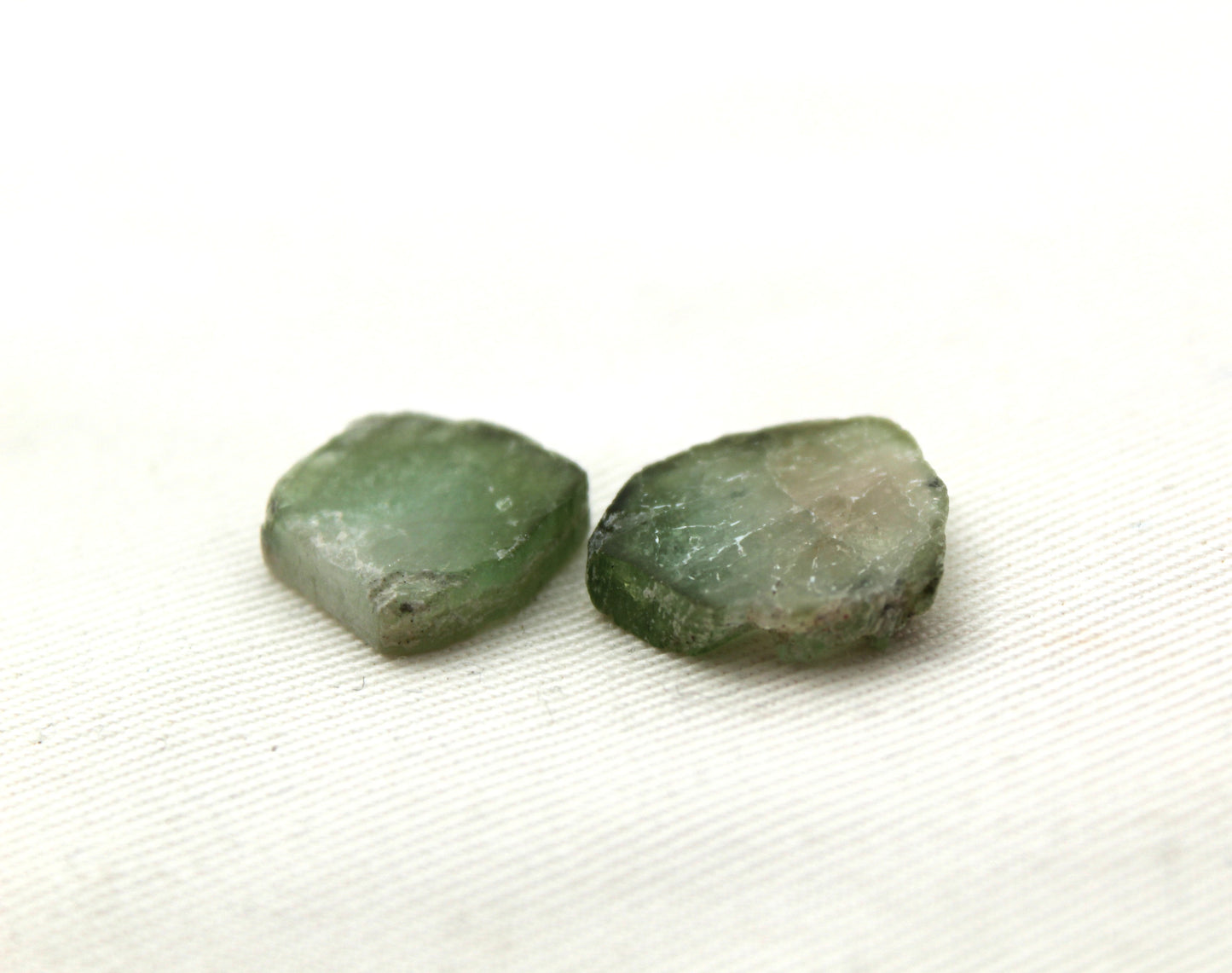TWO Green Tourmalines slices LOW GRADE