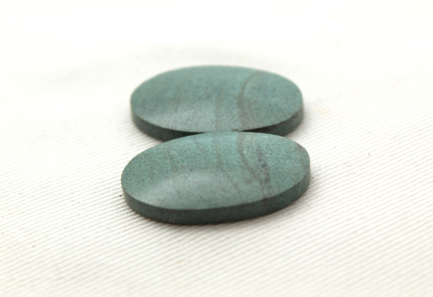 Pair of green Jasper Cabochons Oval gemstones