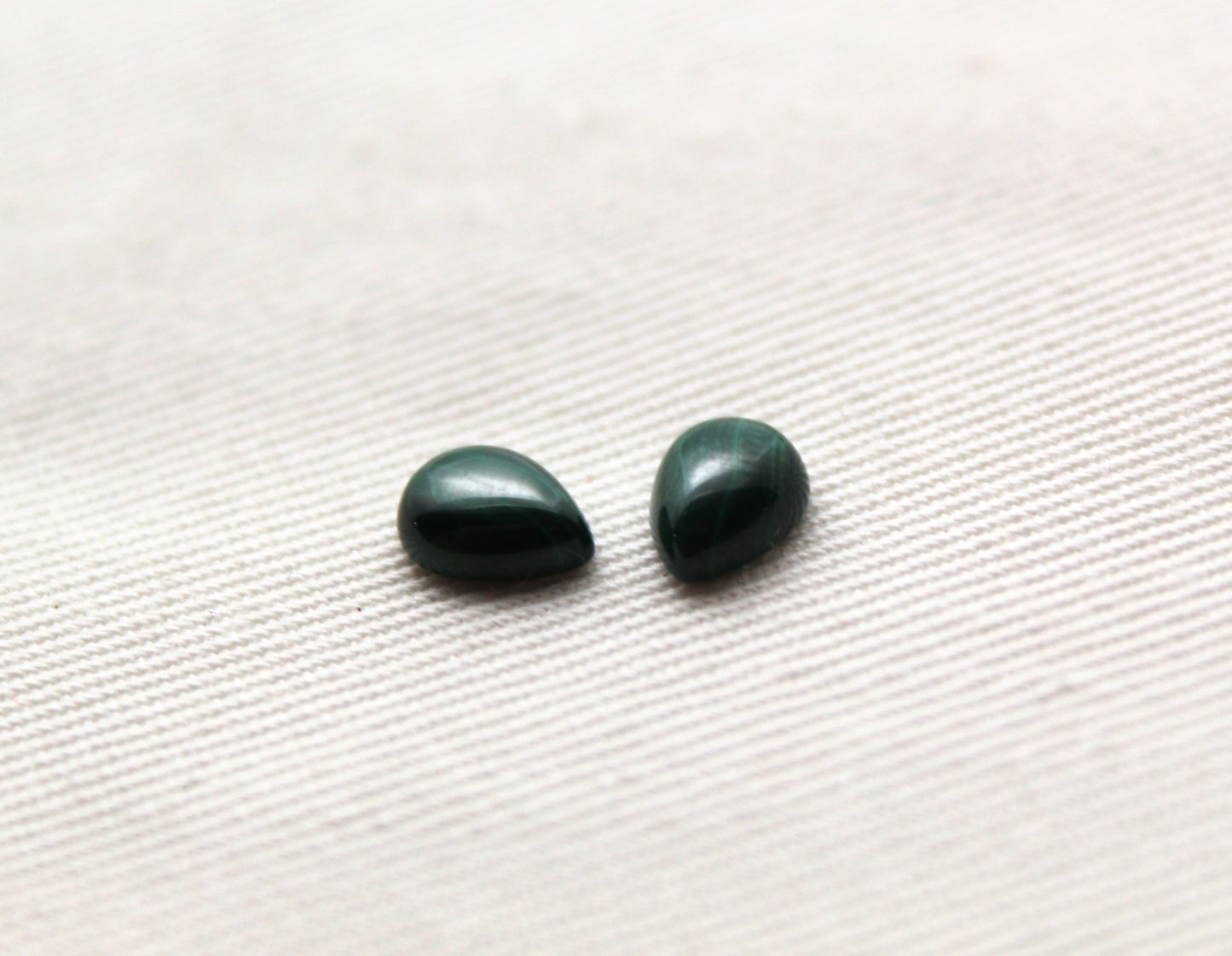TWO MINI pear Malachite Cabochons Green Gemstones 6X8MM