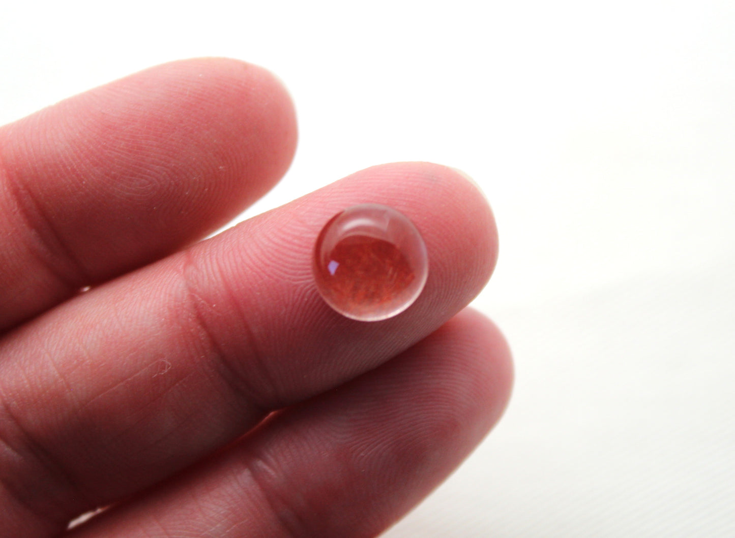 TWO Hematoid Quartz cabochons round Gemstones 10MM