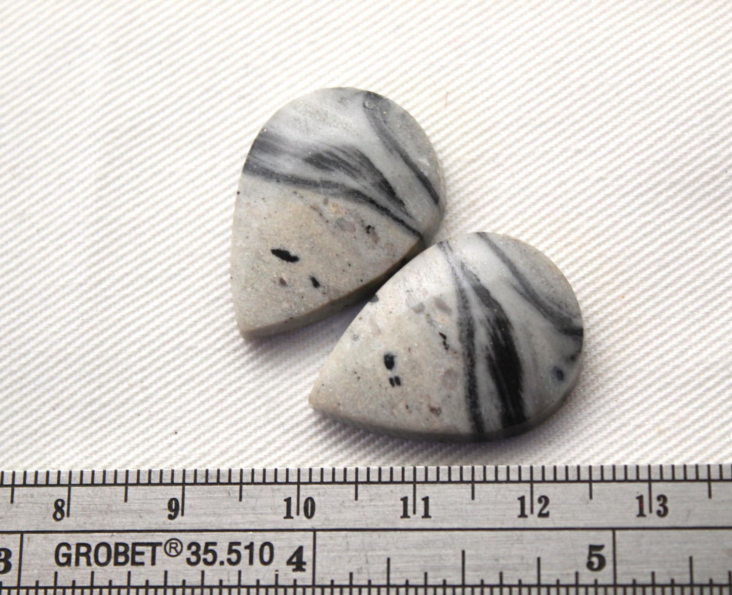 Pair of striped Jasper Cabochons Pear