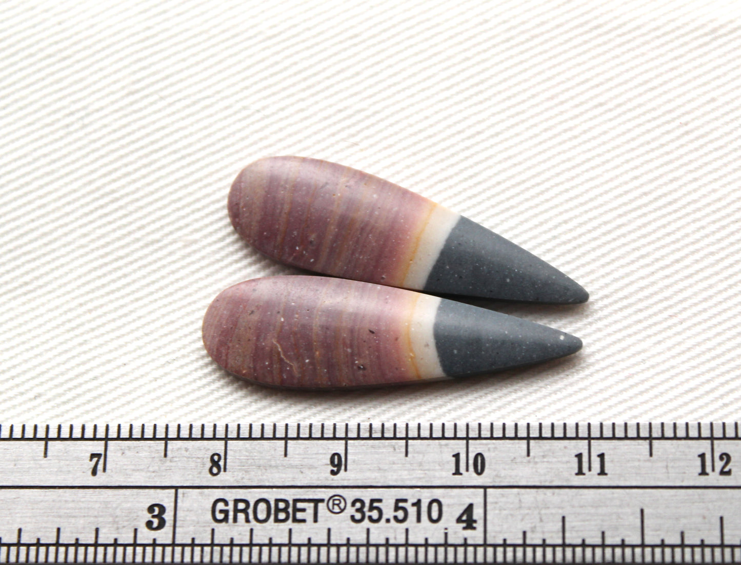 THIN pair of Indonesian Polychrome Jasper Cabochons