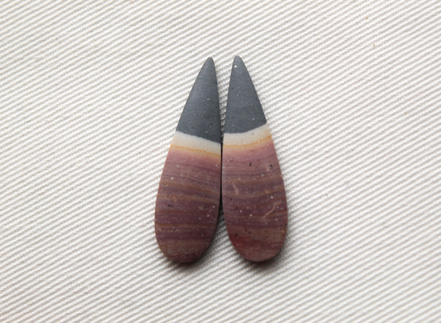THIN pair of Indonesian Polychrome Jasper Cabochons