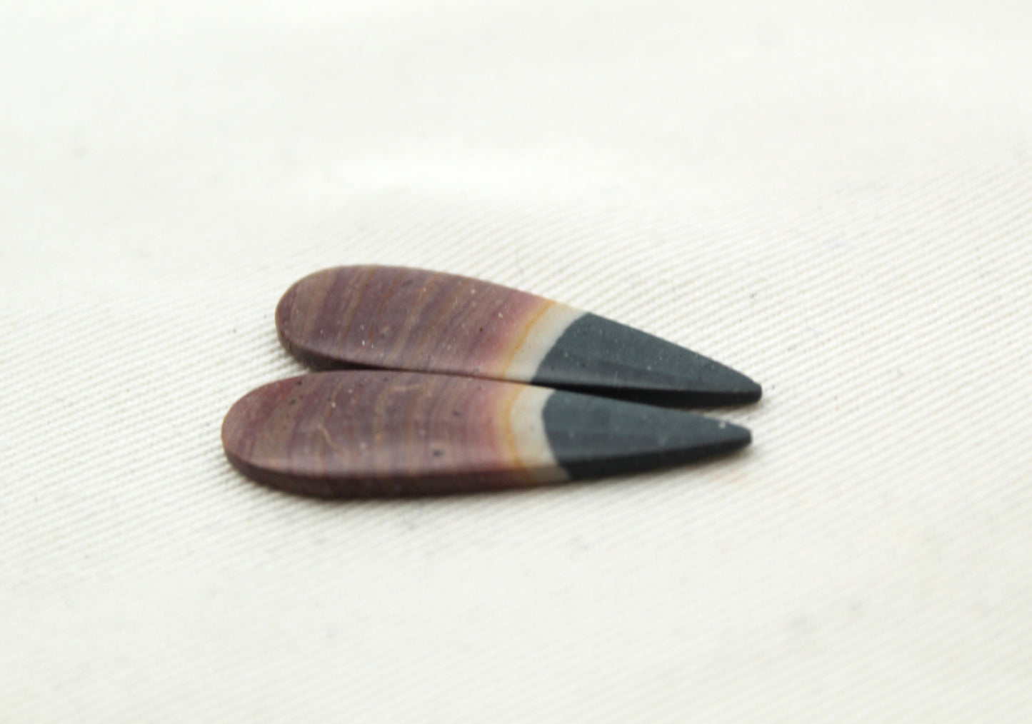 THIN pair of Indonesian Polychrome Jasper Cabochons