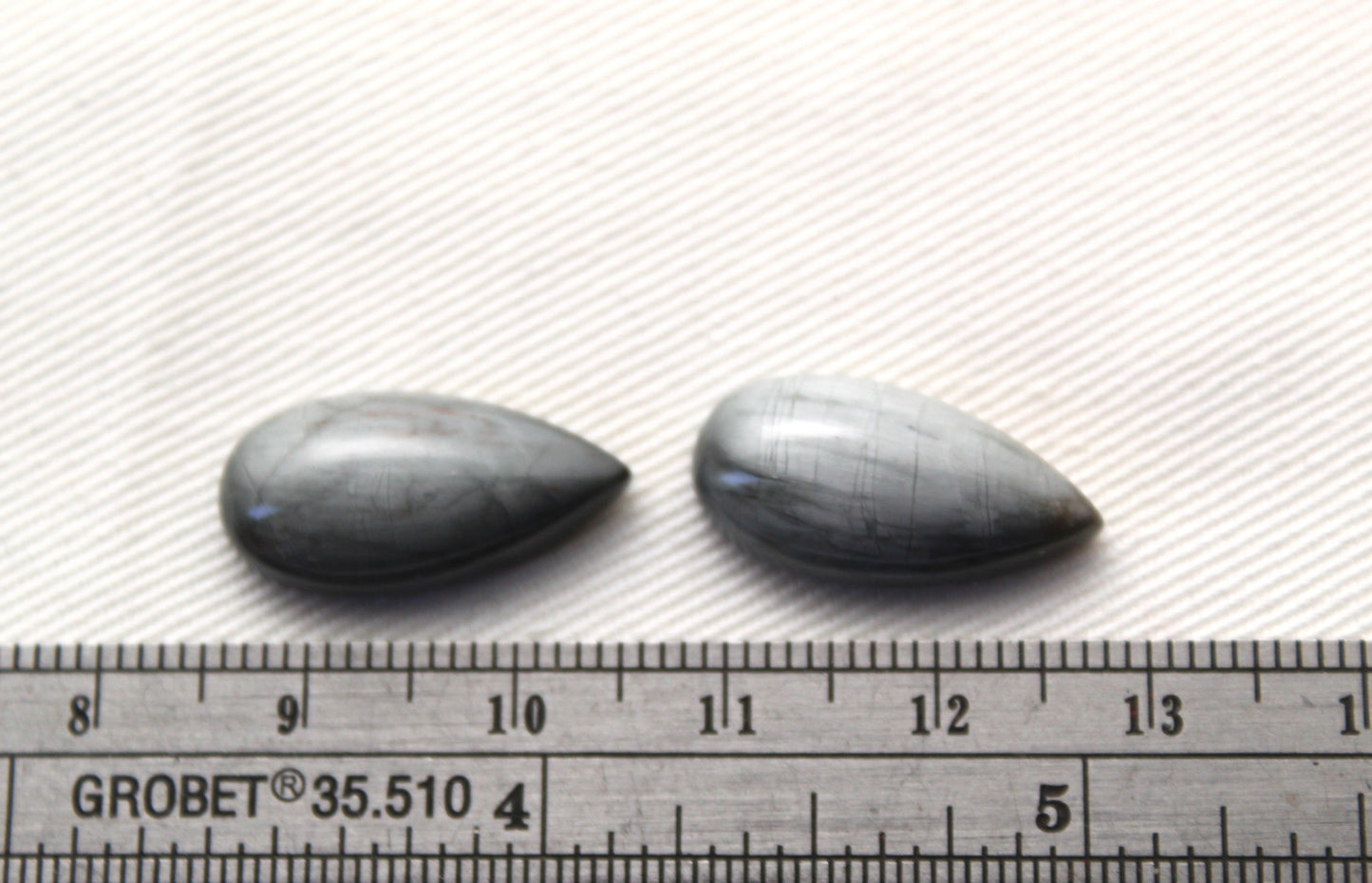 TWO Toad eye cabochon Gemstone gray teardrop 20x10MM