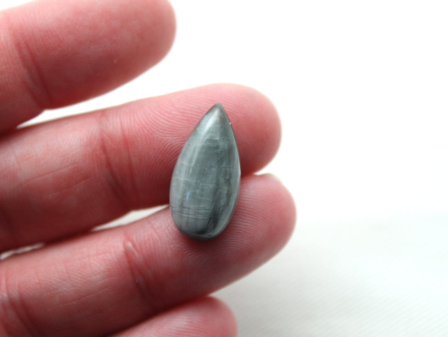 TWO Toad eye cabochon Gemstone gray teardrop 20x10MM