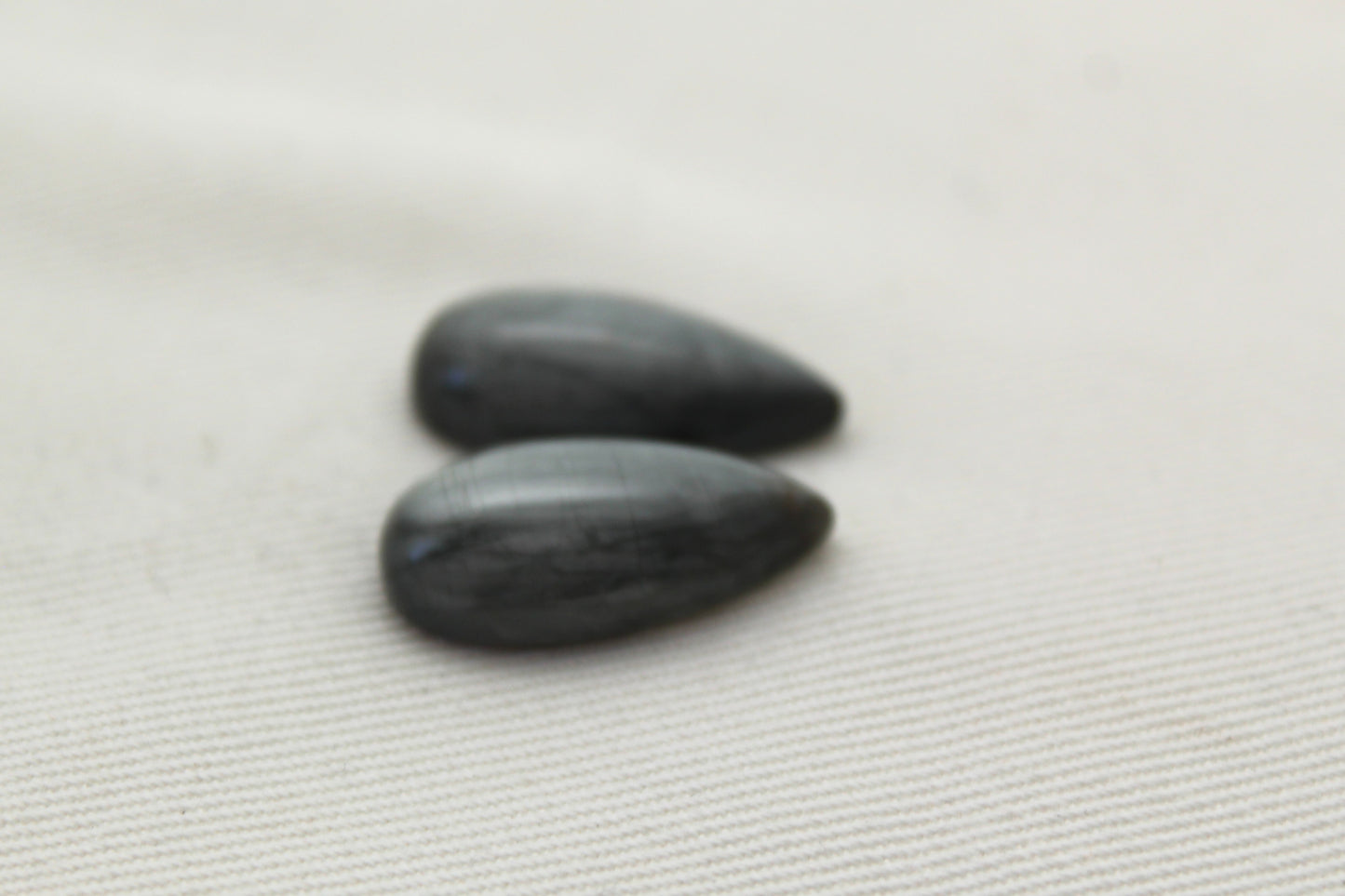 TWO Toad eye cabochon Gemstone gray teardrop 20x10MM