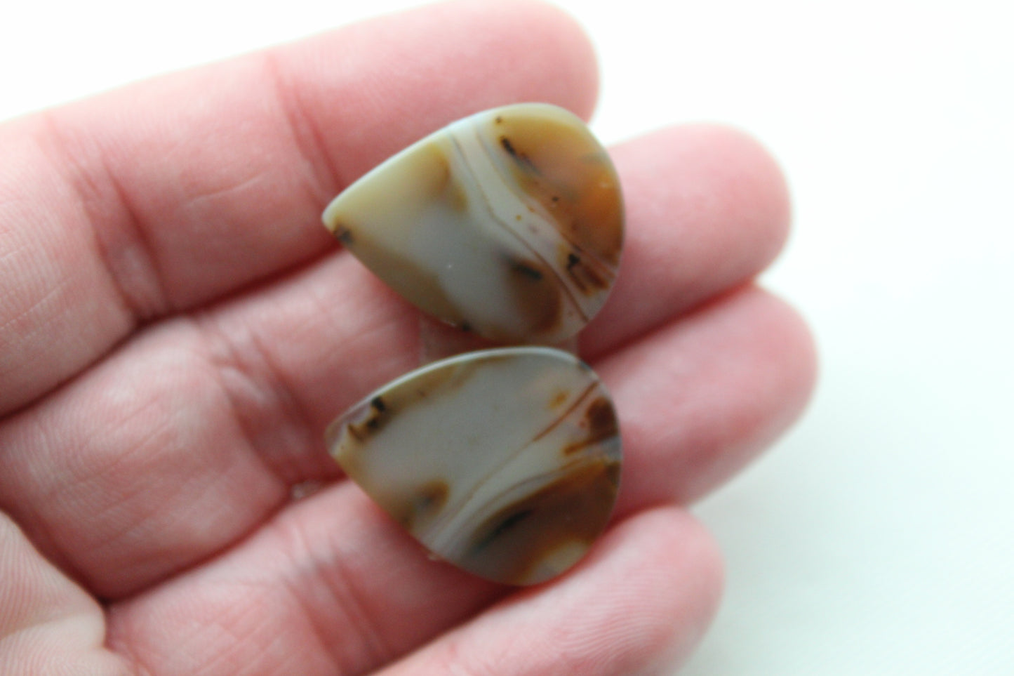 Brazilian Agate Cabochon Pair Transludent Gemstone