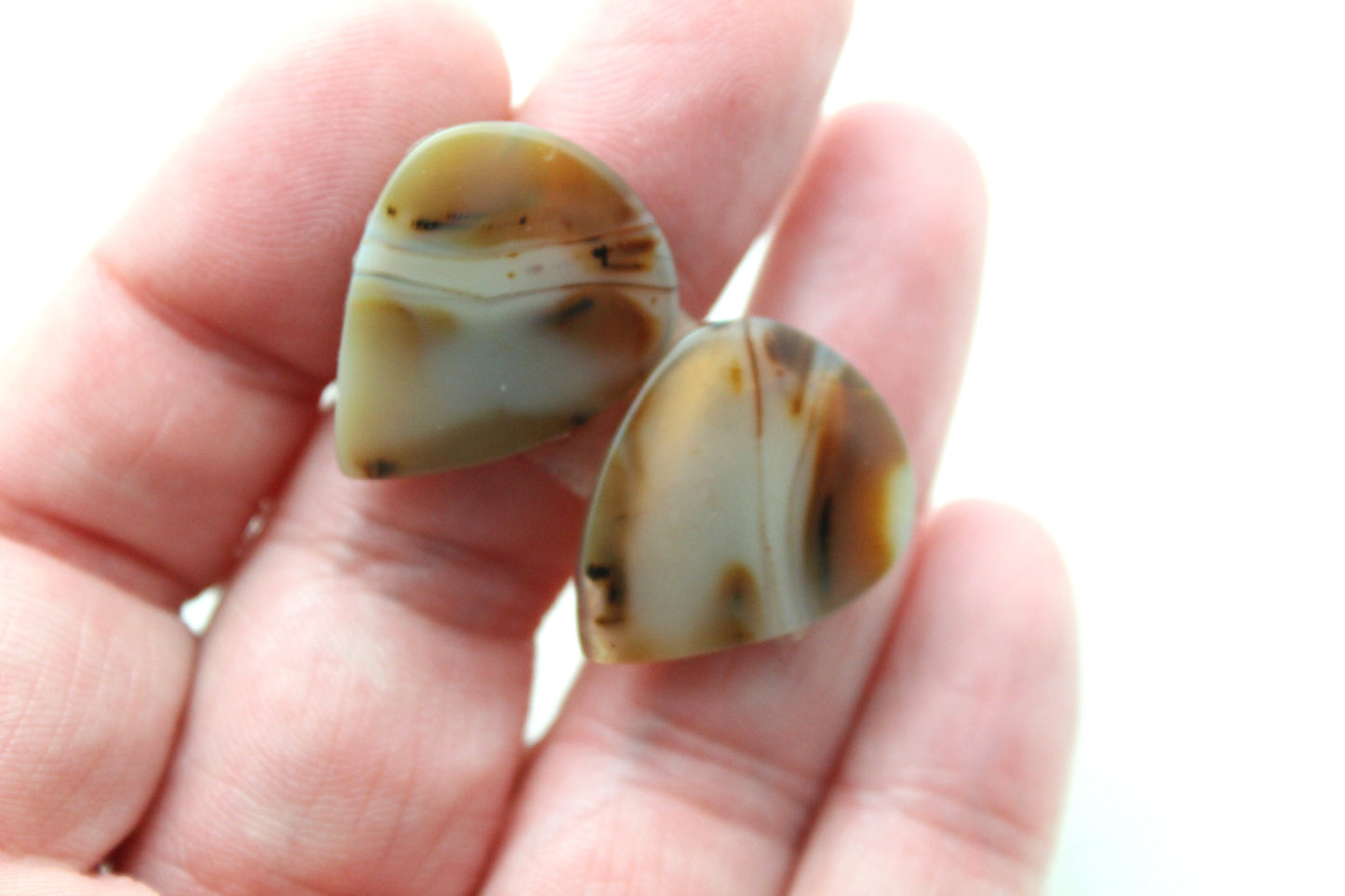 Brazilian Agate Cabochon Pair Transludent Gemstone