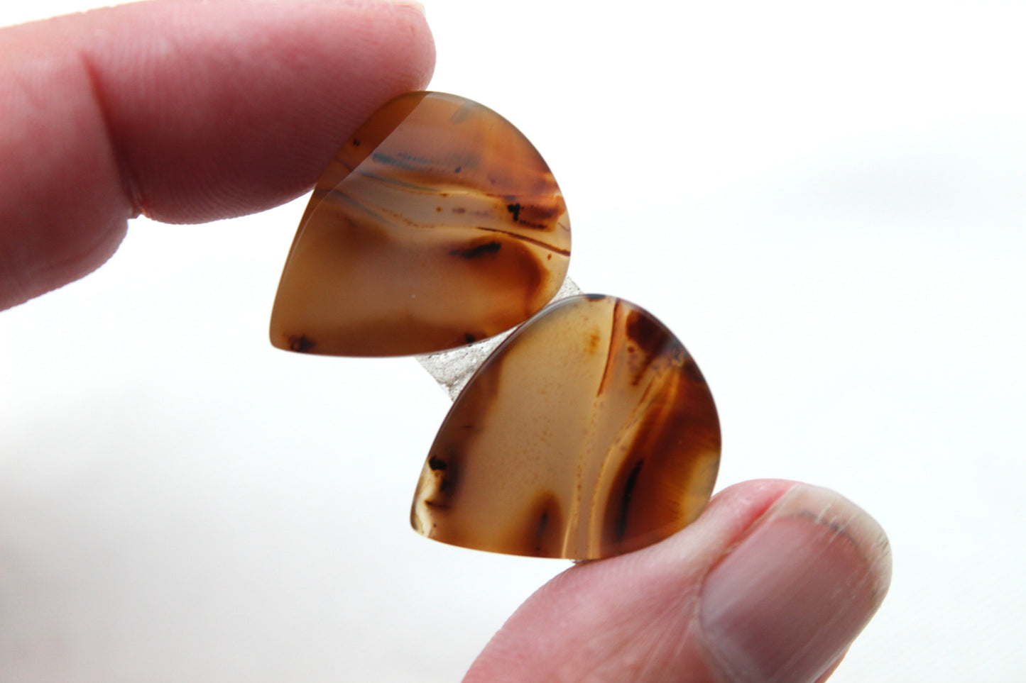 Brazilian Agate Cabochon Pair Transludent Gemstone